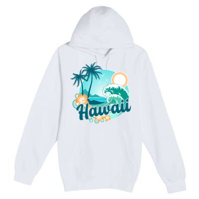 Hawaii Tropical Beach Palm Trees Premium Pullover Hoodie