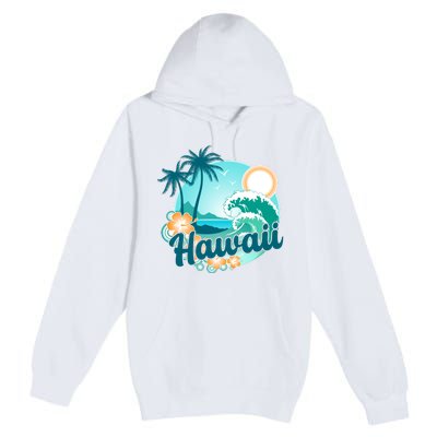 Hawaii Tropical Beach Palm Trees Premium Pullover Hoodie