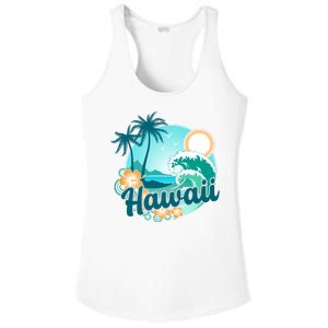 Hawaii Tropical Beach Palm Trees Ladies PosiCharge Competitor Racerback Tank