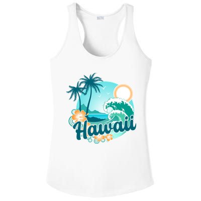 Hawaii Tropical Beach Palm Trees Ladies PosiCharge Competitor Racerback Tank