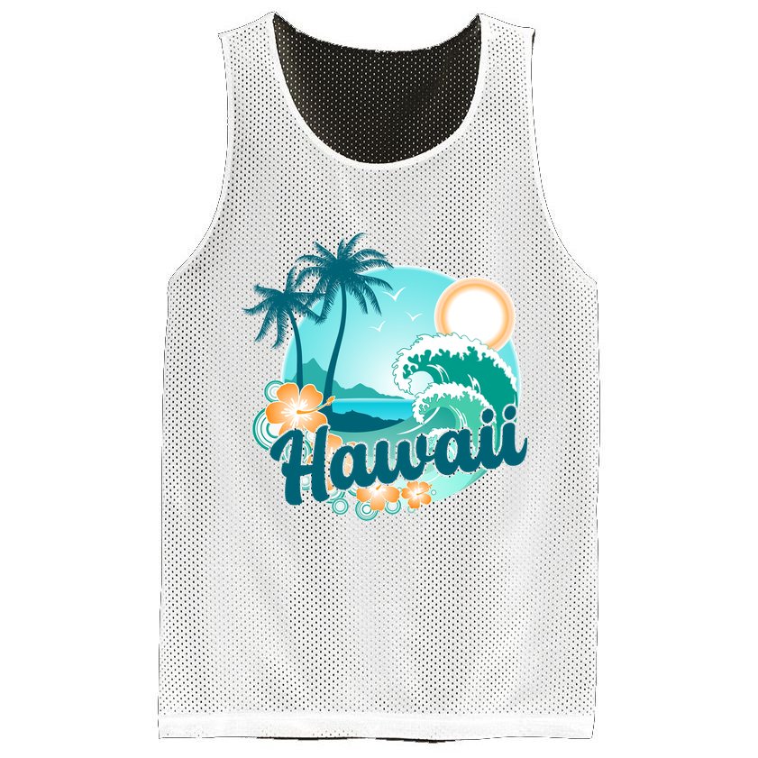 Hawaii Tropical Beach Palm Trees Mesh Reversible Basketball Jersey Tank