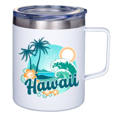 Hawaii Tropical Beach Palm Trees 12oz Stainless Steel Coffee Mug
