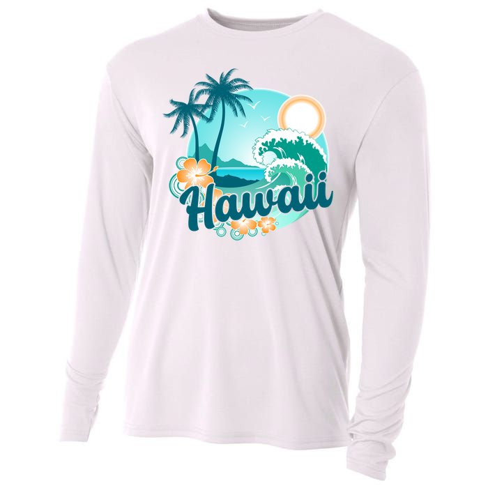 Hawaii Tropical Beach Palm Trees Cooling Performance Long Sleeve Crew