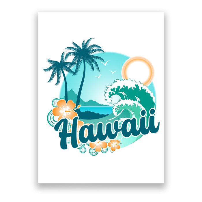 Hawaii Tropical Beach Palm Trees Poster