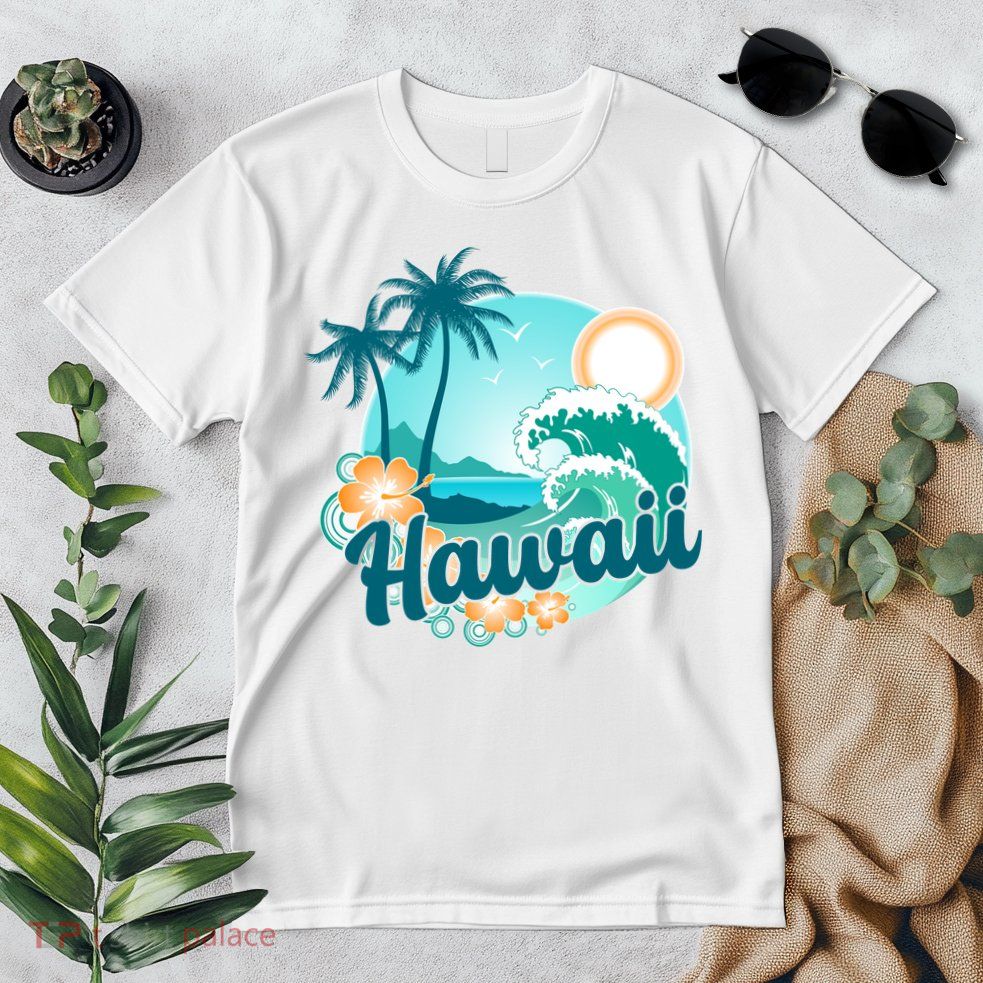 Hawaii Tropical Beach Palm Trees Premium T-Shirt