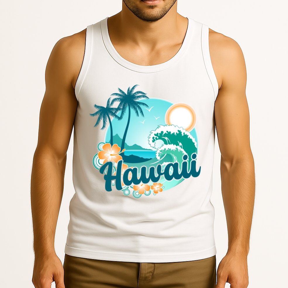 Hawaii Tropical Beach Palm Trees Tank Top