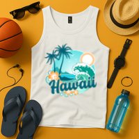 Hawaii Tropical Beach Palm Trees Tank Top