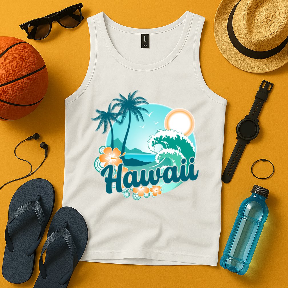 Hawaii Tropical Beach Palm Trees Tank Top