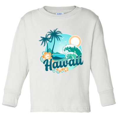 Hawaii Tropical Beach Palm Trees Toddler Long Sleeve Shirt