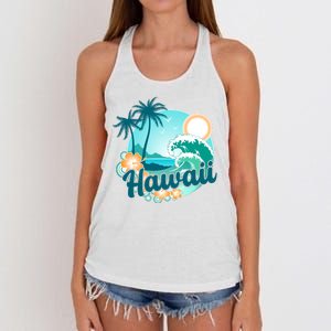 Hawaii Tropical Beach Palm Trees Women's Knotted Racerback Tank