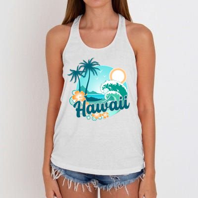 Hawaii Tropical Beach Palm Trees Women's Knotted Racerback Tank