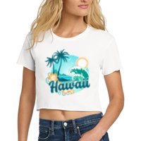 Hawaii Tropical Beach Palm Trees Crop Top