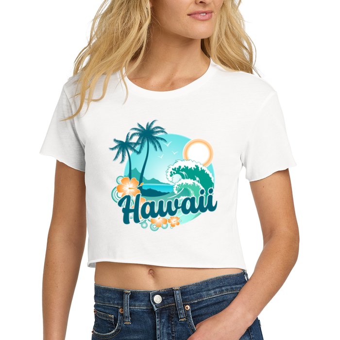 Hawaii Tropical Beach Palm Trees Crop Top