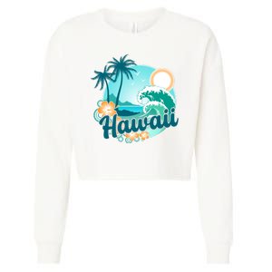 Hawaii Tropical Beach Palm Trees Cropped Pullover Crew