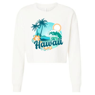 Hawaii Tropical Beach Palm Trees Cropped Pullover Crew