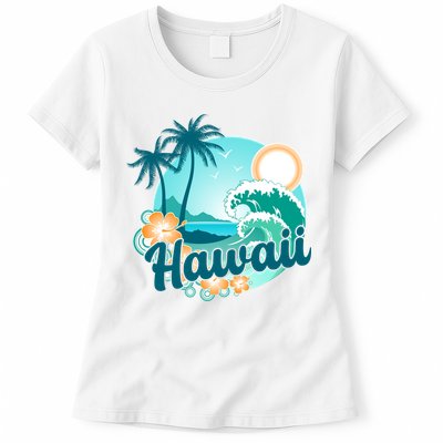 Hawaii Tropical Beach Palm Trees Womens T-Shirt