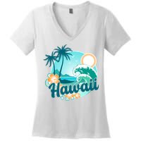Hawaii Tropical Beach Palm Trees Women's V-Neck T-Shirt