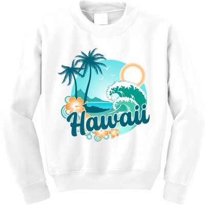 Hawaii Tropical Beach Palm Trees Kids Sweatshirt