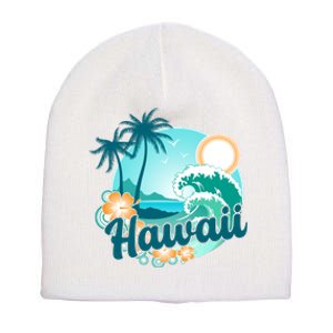 Hawaii Tropical Beach Palm Trees Short Acrylic Beanie