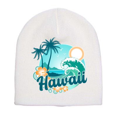 Hawaii Tropical Beach Palm Trees Short Acrylic Beanie