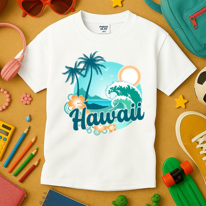 Hawaii Tropical Beach Palm Trees Kids T-Shirt