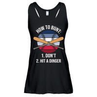 How To Bunt, Hit A Dinger Funny Baseball Gift For Player Sport Team Ladies Essential Flowy Tank