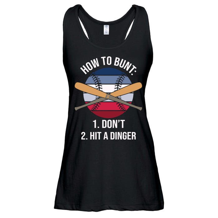 How To Bunt, Hit A Dinger Funny Baseball Gift For Player Sport Team Ladies Essential Flowy Tank