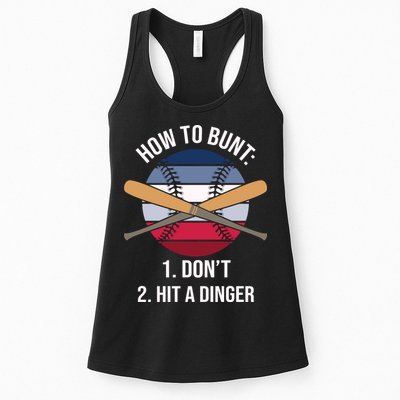 How To Bunt, Hit A Dinger Funny Baseball Gift For Player Sport Team Womens Tank Top