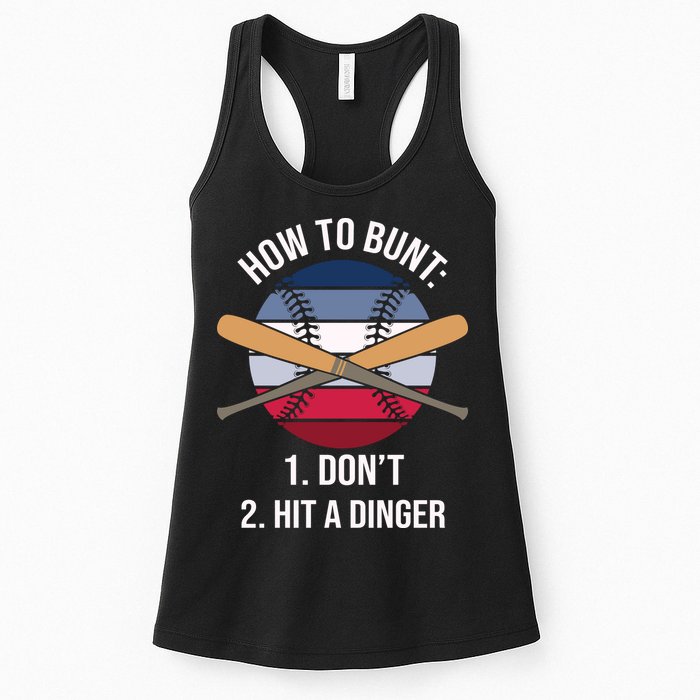 How To Bunt, Hit A Dinger Funny Baseball Gift For Player Sport Team Womens Tank Top