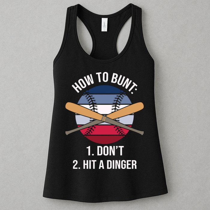 How To Bunt, Hit A Dinger Funny Baseball Gift For Player Sport Team Womens Tank Top