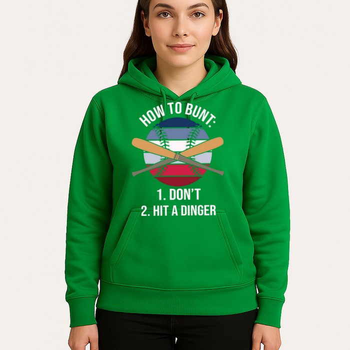 How To Bunt, Hit A Dinger Funny Baseball Gift For Player Sport Team Hoodie