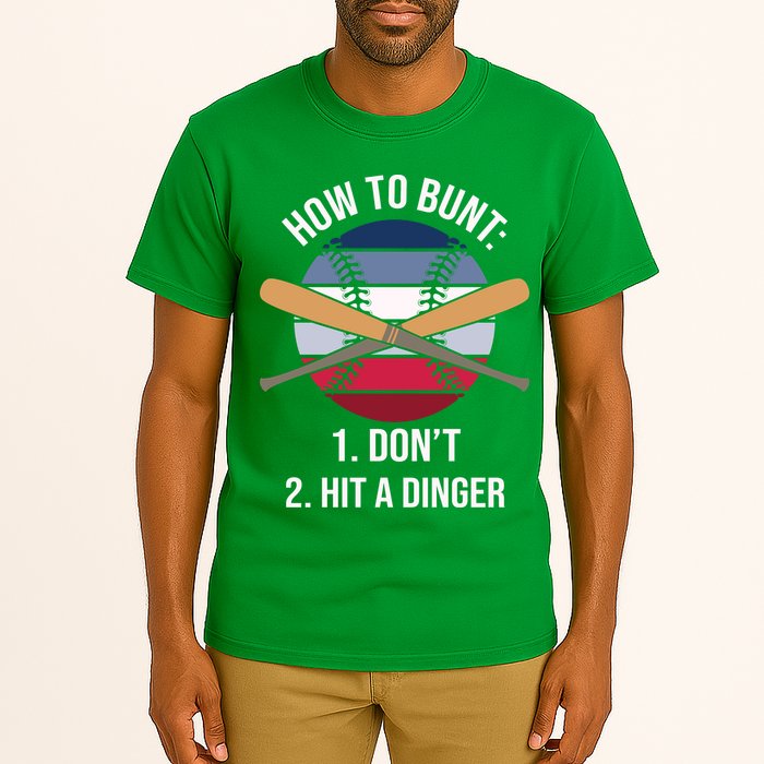How To Bunt, Hit A Dinger Funny Baseball Gift For Player Sport Team Tall T-Shirt