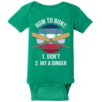 How To Bunt, Hit A Dinger Funny Baseball Gift For Player Sport Team Baby Bodysuit