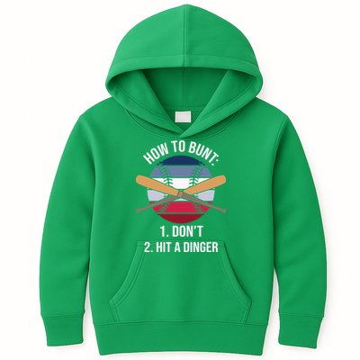 How To Bunt, Hit A Dinger Funny Baseball Gift For Player Sport Team Kids Hoodie