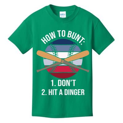 How To Bunt, Hit A Dinger Funny Baseball Gift For Player Sport Team Kids T-Shirt