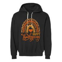 Happy Thanksgiving Boho Rainbow Leopard Fall Autumn Garment-Dyed Fleece Hoodie