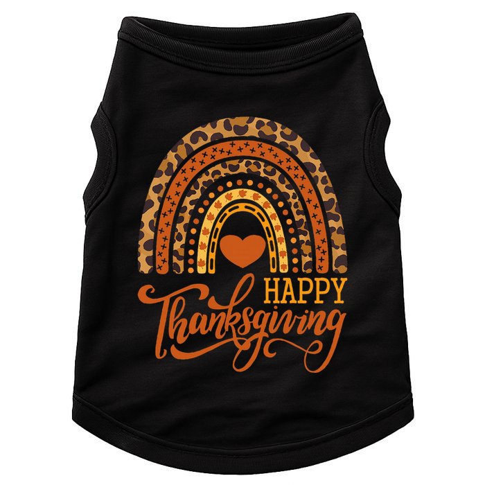 Happy Thanksgiving Boho Rainbow Leopard Fall Autumn Doggie Tank