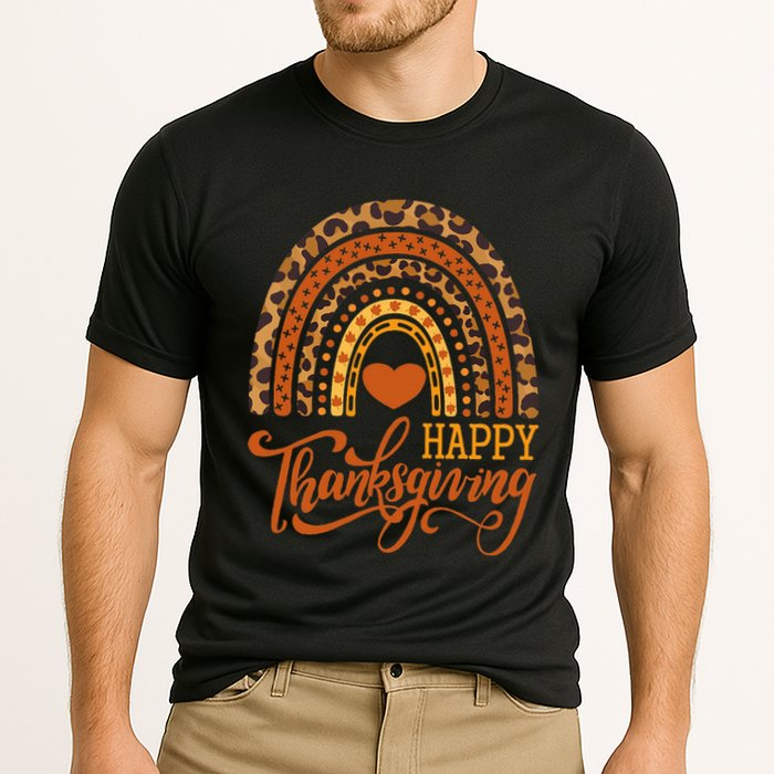 Happy Thanksgiving Boho Rainbow Leopard Fall Autumn Performance Shirt