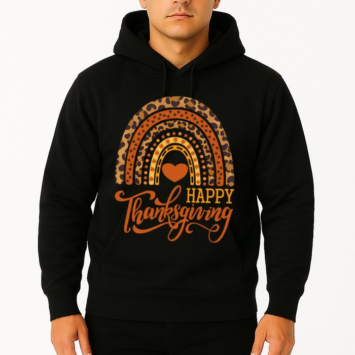 Happy Thanksgiving Boho Rainbow Leopard Fall Autumn Hoodie