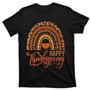 Happy Thanksgiving Boho Rainbow Leopard Fall Autumn T-Shirt