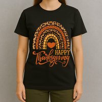 Happy Thanksgiving Boho Rainbow Leopard Fall Autumn T-Shirt