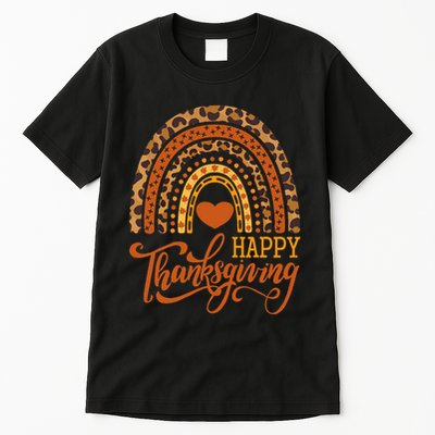 Happy Thanksgiving Boho Rainbow Leopard Fall Autumn Tall T-Shirt