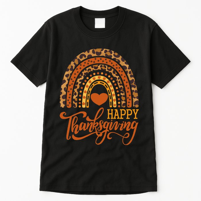 Happy Thanksgiving Boho Rainbow Leopard Fall Autumn Tall T-Shirt