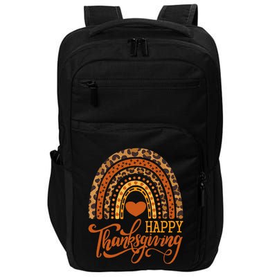 Happy Thanksgiving Boho Rainbow Leopard Fall Autumn Impact Tech Backpack