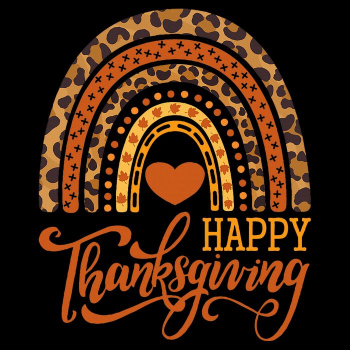 Happy Thanksgiving Boho Rainbow Leopard Fall Autumn Drawstring Bag