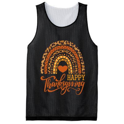 Happy Thanksgiving Boho Rainbow Leopard Fall Autumn Mesh Reversible Basketball Jersey Tank