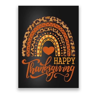 Happy Thanksgiving Boho Rainbow Leopard Fall Autumn Poster