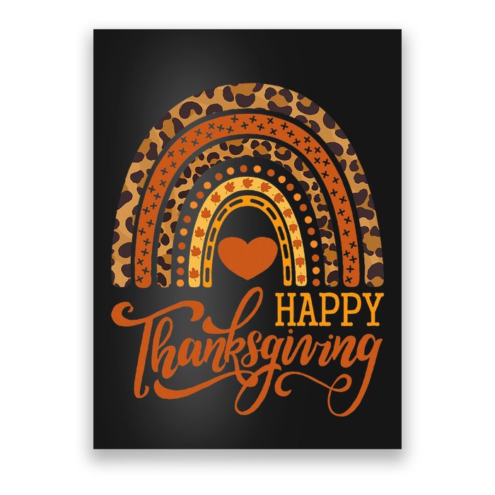 Happy Thanksgiving Boho Rainbow Leopard Fall Autumn Poster