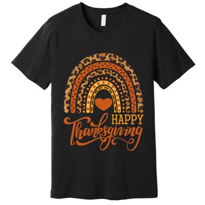 Happy Thanksgiving Boho Rainbow Leopard Fall Autumn Premium T-Shirt