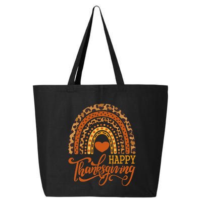 Happy Thanksgiving Boho Rainbow Leopard Fall Autumn 25L Jumbo Tote